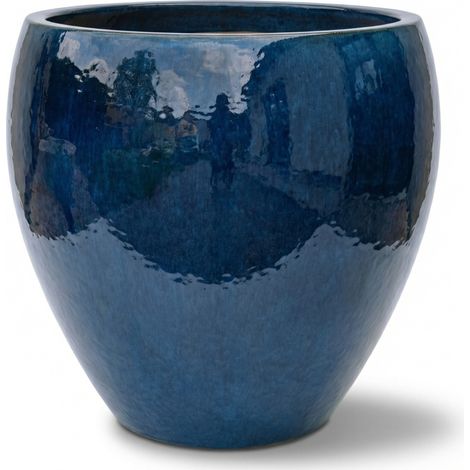 Provencelia Pflanzkübel Lafontaine Ø68 cm Höhe 68 cm frostbeständig, keramisch, handgefertigt, Meeresblau (1/5)