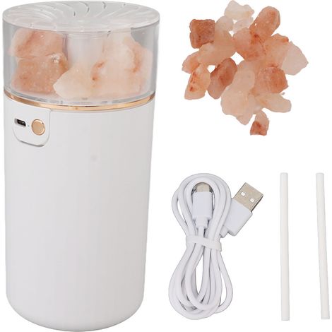 Lampadaire en sel rose diffuseur d'huiles essentielles humidificateur 2 en 1 veilleuse LED cristal de sel pour chambre salon blanc (1/5)
