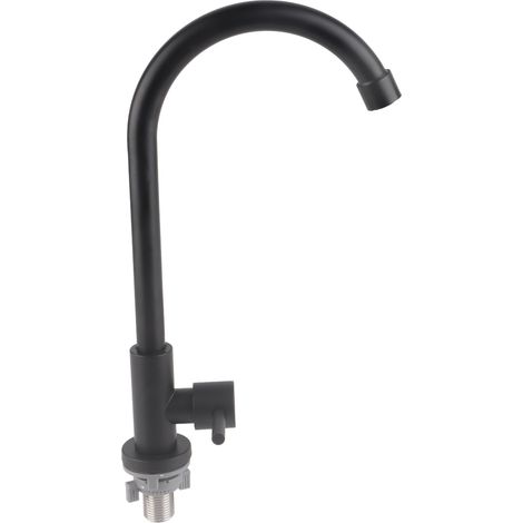 Robinet G1/2 pivotant à 90° pour évier de cuisine, eau froide, noir mat, robinet unique pour lavabo (1/5)