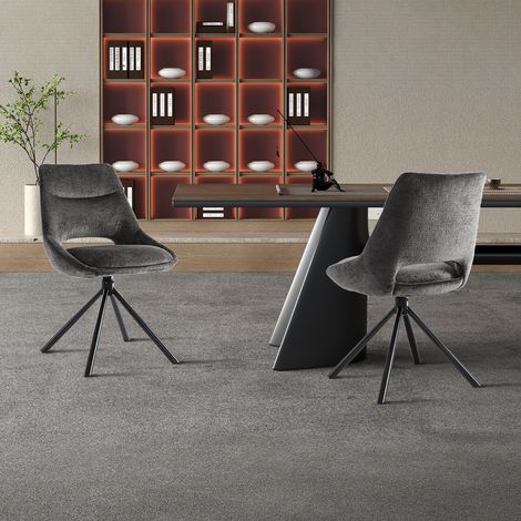 Lot de 2 chaises 53x60x85 cm en tissu gris - ROSTAND (1/5)