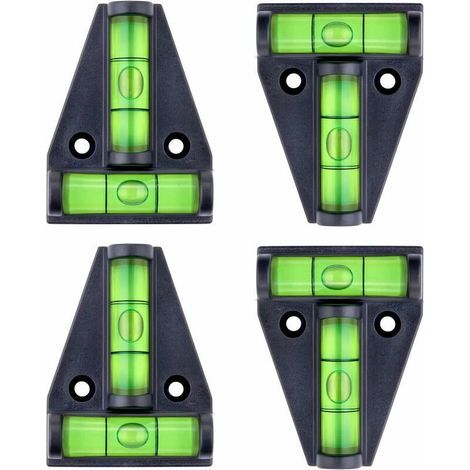 Kleine magnetische T-förmige Wasserwaage mit zwei Libellen. 4er-Set, für Wohnmobilzubehör, Stabilisatoren, Kameras oder andere Geräte zum Ausrichten.