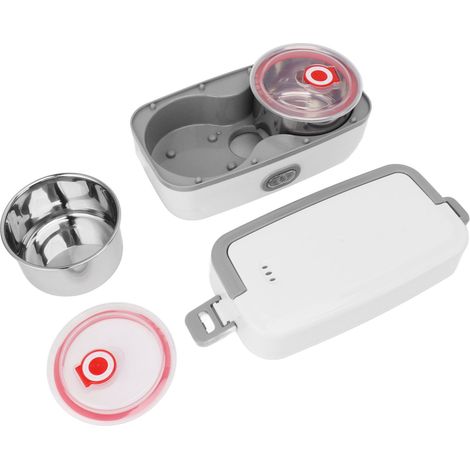 Elektrische Lunchbox mit 2 Fächern, Schnellheizfunktion, Edelstahl, auslaufsicher, Speisenwärmer für Büro und Zuhause, 110–220 V, EU-Stecker (1/5)