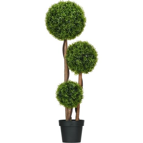 CHICFURN Planta artificial de boj 110 cm, 3 bolas en PE verde, interior y exterior (1/5)