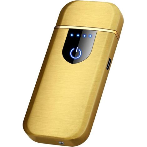 Wiederaufladbares, doppelseitiges, flammenloses und windfestes Plasmafeuerzeug mit USB-Anschluss und Batterieanzeige