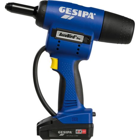 Appareil de pose de rivets aveugles sans fil  Gesipa AccuBird Pro avec batterie 18V et chargeur dans L-Boxx