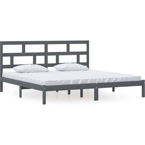 Maison Exclusive - Massivholzbett Grau Kiefer 200x200 cm