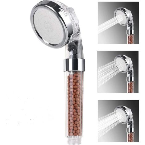 Pommeau de douche haut de gamme, économe en eau avec surpresseur pour une pression d'eau accrue - fonction douche de pluie et massage (1/5)