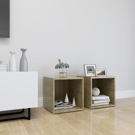 Muebles de TV 2uds madera contrachapada roble 37x35x37cm