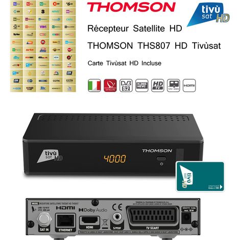 Récepteur Sat HD - THOMSON - THS807 - 60 Chaînes HD - Carte Tivùsat Incluse - Son Surround (1/5)