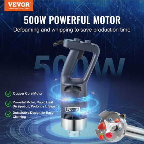 Mixeur Plongeant Commercial 500 W, Mélangeur à Main Immersion Tige de 406 mm, Mixeur Portable Vitesse Variable en Continu, avec Lame en Acier Inoxydable, pour Soupe Sauce Purée Aliments Crème (1/5)