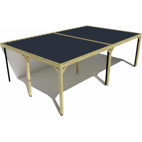 Carport bois • 8m x 5m • adossée • sens largeur • livraison comprise (1/3)