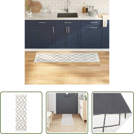 vidaXL Küchenflächenbedeckung - Küchen Teppich Weiß 150 x 45 cm Samt (1/5)