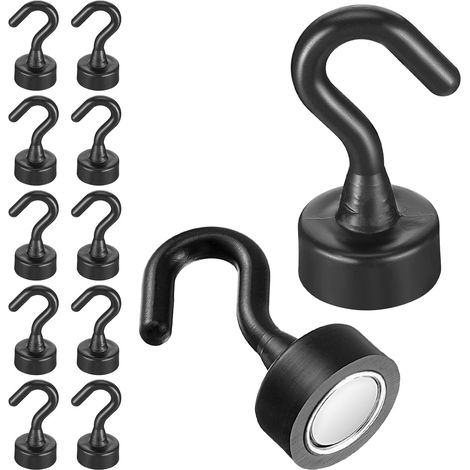 Lot de 10 Crochets Magnétiques, Sans Perforation, ABS, Aimant Puissant, Pour Réfrigérateur, Casier, Camping (1/5)