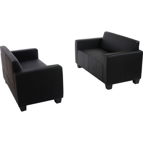 Sofa-Garnitur Couch-Garnitur 2x 2er Sofa Moncalieri Kunstleder schwarz (1/5)