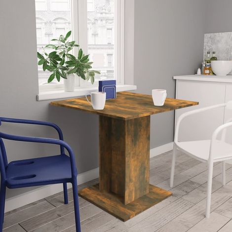 Table de salle à manger, Table à dîner, Table de Cuisine Chêne fumé 80x80x75 cm Bois d'ingénierie GHY1241 (1/5)