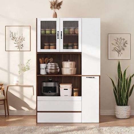 Buffet coloris blanc Walnut en MDF 100 x 40 x 200 cm (1/5)