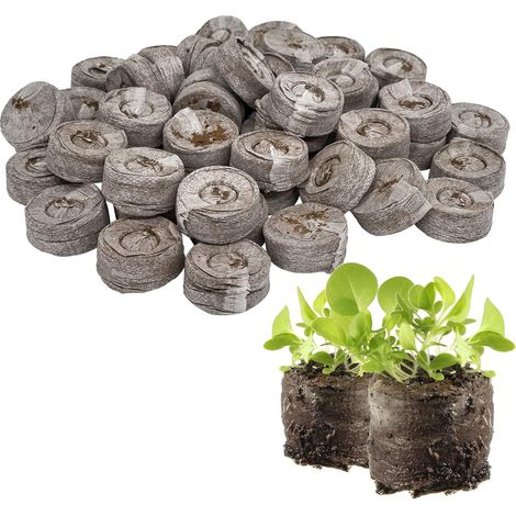 MINKUROW 50 Stück Komprimierte Torfpellets, Sämlingserdeblock, für Kulturpflanzen, Vermehrung, Keimung, Transplantationsgarten, Blumentopf, Durchmesser 30 mm (1/4)