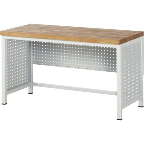 Rau Panneau latéral perforé pour pied d'établi 8000, H617mm, pour profondeur pied 850mm, RAL7035