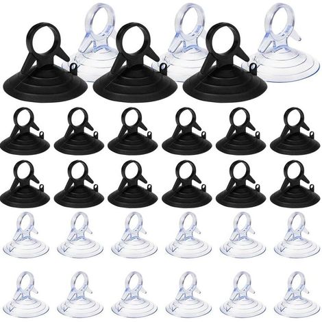 30 Pieces Sun Visor Suction Cup, 45mm Suction Cup Without Hooks Suction Cup, PVC Suction Cups Mini Transparent and Black Suction Cup, Suction Cup for Window (1/5)