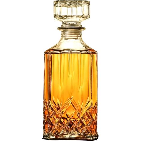 Carafe à Whisky en Verre 950ml avec Bouchon Géométrique, Bouteille à Alcool Hermétique, Carafe à Décanter pour Whisky, Vin, Liqueur, Cognac, Rhum et Spiritueux, Cadeau pour Homme (1/5)