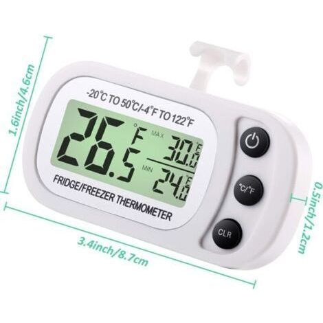 Thermomètre Digital de Réfrigérateur Congélateur Thermomètre de Salle de Réfrigérateur Thermomètre de Température du Refroidisseur Étanche avec Fonction d'Enregistrement Max Min Grand Écran LCD (3) (1/3)