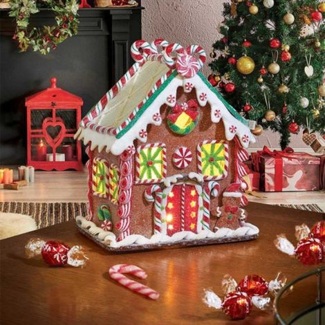 23cm Battery Operated LED Christmas Gingerbread Candy Chalet Decoration (1/5)