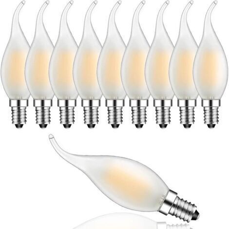 4W Ampoule LED E14 à Filament Dimmable, Ampoules Flamme, 2700K Blanc Chaud, Angle de Faisceau 360°,Lot de 10 (1/4)