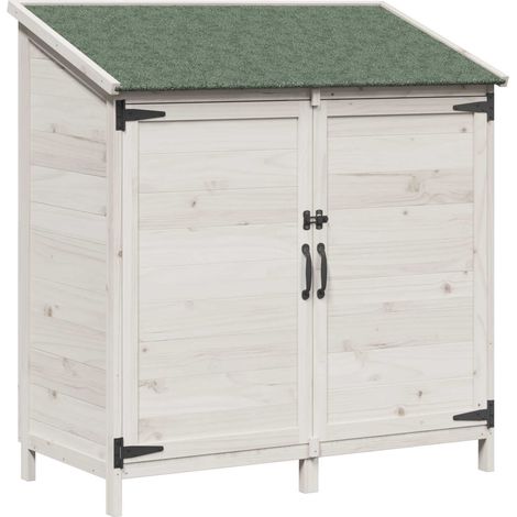 Garden Shed White 106.5 x 56 x 113.5 cm Solid Fir Wood vidaXL (1/5)