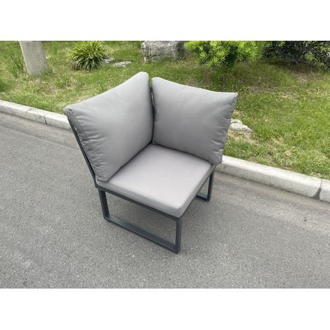 Fimous Aluminum Outdoor Garden Furniture Single Corner Sofa With Seat And Back Cushion Dark Grey (1/3)