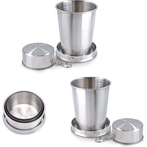 Gobelet Pliable - Acier Inoxydable 304 - 150 Ml - Pour Camping Et Voyage - Lot De 2 (1/5)