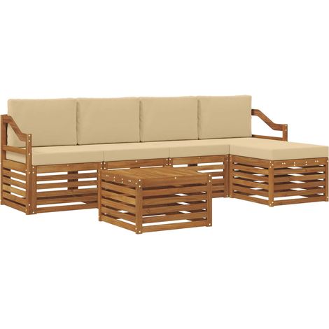 Outdoor Sofa Set with Cushion 6 pcs Natural and Beige vidaXL (1/5)
