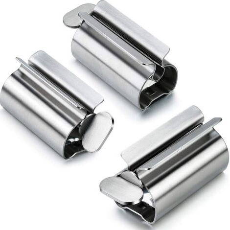 3 Pièces Distributeur de Dentifrice en acier inoxydable, Presse Dentifrice Tube Wringer Presse Tubes de Peinture Tube Squeezer Roller,pour Dentifrice Peintures Cosmétiques (1/5)