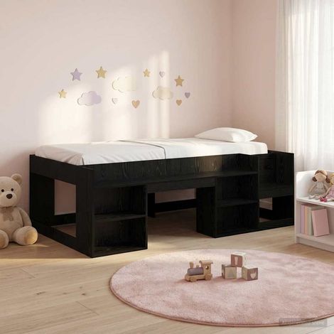 Cadre de lit pour enfants avec rangement Chêne noir 90 x 200 cm (1/5)