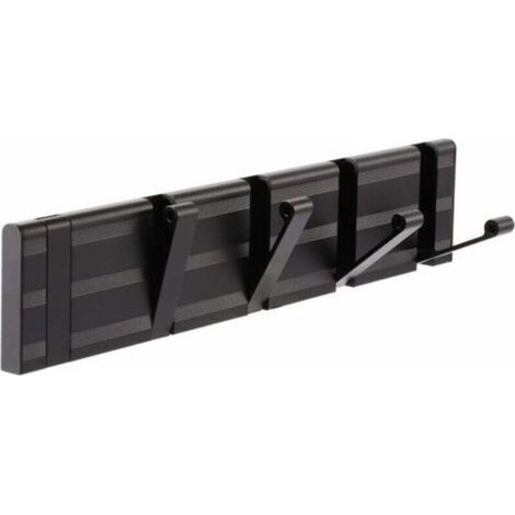 Porte Manteau Mural Pliant, Noir Patere Murale Intensif avec 5 Crochets, Patere Porte Manteau Modernes en Métal pour Salle de Bain, Chambre, Entrée