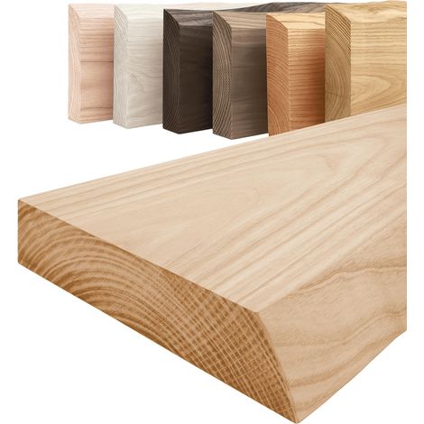 LAMO Manufaktur Étagère murale en bois massif, bord irrégulier, étagère flottante PURE, sans fixations, sans trous, Naturel 100cm, LW-01-A-002-100