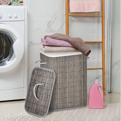 Schmaler Bambus-Wäschekorb mit Deckel, 43 x 32 x 61 cm, grau OKMYHOME (1/5)