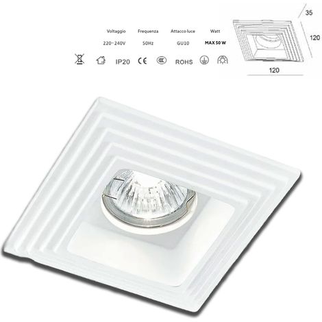 STOCK Portafaretto In Gesso Ceramico spirale 120x120mm 35W GU10 IP20