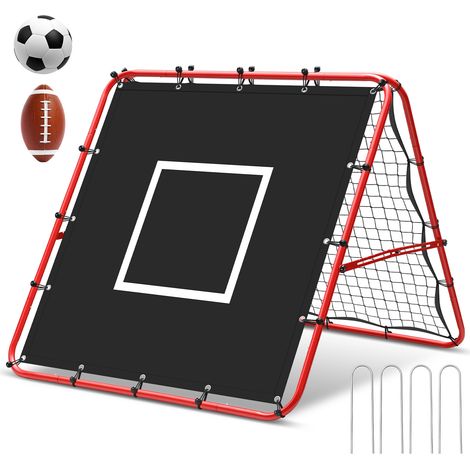 Randaco Red de fútbol plegable de doble cara 120 x 120 cm con objetivo 420D, ángulo ajustable, para pases rasos, balones altos, voleas y entrenamiento de portero