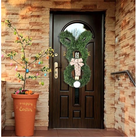 Guirlande De Pâques - Guirlande Artificielle Thème Lapin - Pour Porte D'Entrée Ou Décoration Murale Extérieure - 30 X 30 Cm - 1 Pièce (1/5)