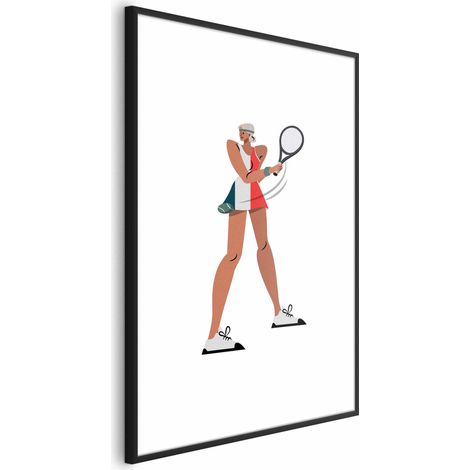 Poster – Tennisspieler mit Schläger auf weißem Hintergrund – Illustration (1/4)