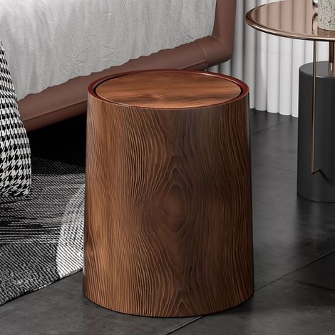 Poubelle Double Style Chinois Rétro Effet Bois - 12L Grande Capacité Poubelle pour Salon Cuisine Intérieur Maison 2025 Nouveau Modèle-