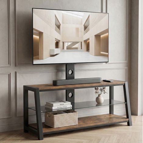 Mueble TV giratorio con estantes MDF y vidrio OKMYHOME (1/5)
