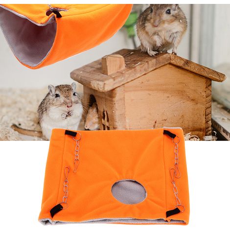 hamac double couche chaud pour planeur de sucre, hamac pour perroquet, sac de couchage suspendu pour écureuil, hamac orange pour hamster (1/5)