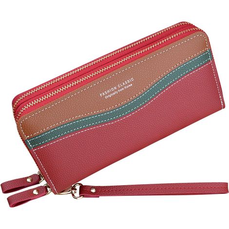 Portefeuille long avec plusieurs emplacements pour cartes (rouge),