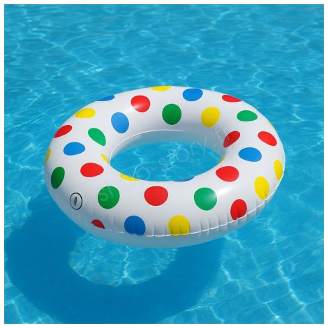 Bouée Gonflable Géante Ronde à Pois 91cm Mulitcolore pour Enfants et Adultes Piscine ou Plage (1/5)