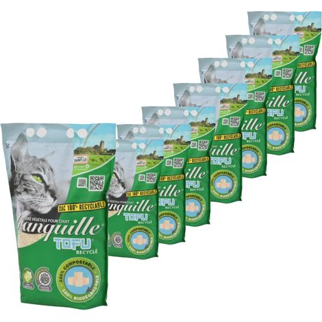 Litière Végétale pour Chat Agglomérante au Tofu Recyclé 4 litres - Lot de 8 (1/5)