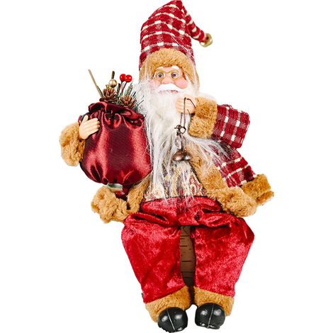 Décoration de Père Noël, figurine de Père Noël mignonne, jouet, ornement de table style fêtes pour la maison, le bureau, figurine assise, modèle de lampe à huile (1/5)