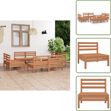 Divano in legno - vidaXL Set Salotto da Giardino 8pz Marrone Ambra Legno Massello Pino - Salotto esterno