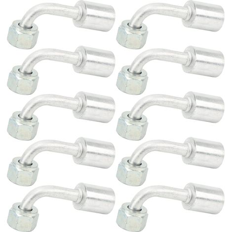 10 Pcs Raccords de Tuyau de Climatisation, Connecteur en Aluminium Coudé à 90 ° pour Climatiseur, Joint de Tuyau Réfrigérant de Voiture, Adaptateur R134 à 4 Fentes pour Camions, Véhicules D'ingénierie (1/5)