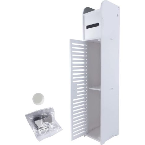 Meuble de Rangement pour Salle de Bain Haut, Meuble de Salle de Bain à Poser au Sol, Meuble de Salle de Bain sur Pied, Rangement de vanité Haute Brillance, Armoire de Salle de Bain étanche